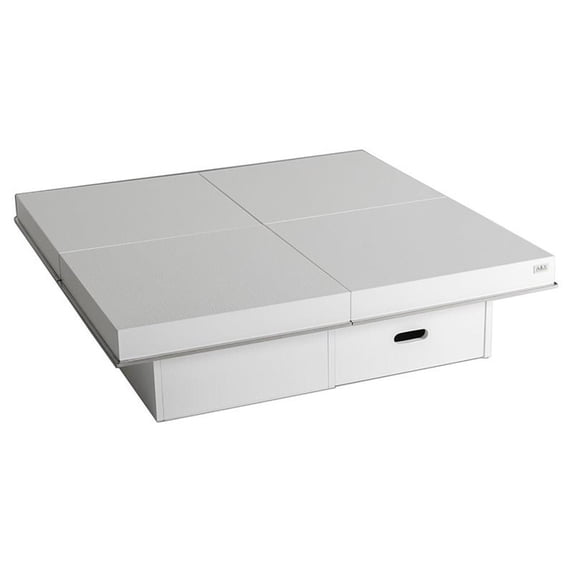 Modrest Horizon Square Modern MDF Wood Coffee Table w/ Pull Out in White