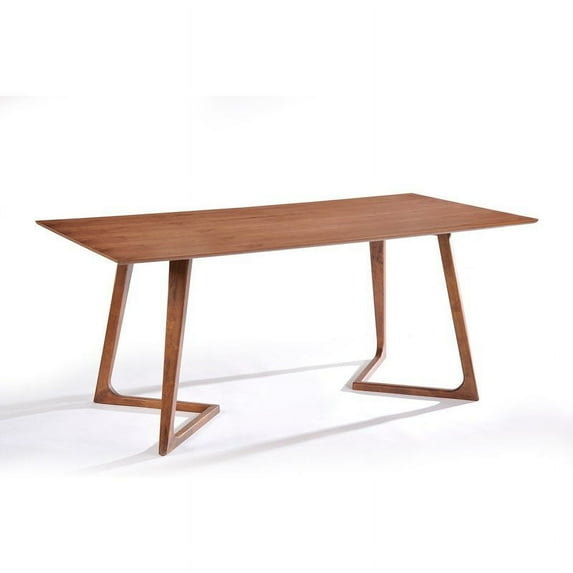 Modrest Jett Rectangular Mid-Century MDF Wood Dining Table in Natural Walnut