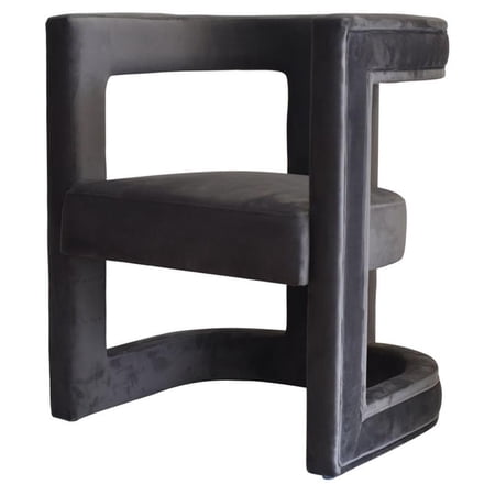 Modrest Kendra Cage-Style Back Velvet Upholstered Accent Chair in Dark Gray