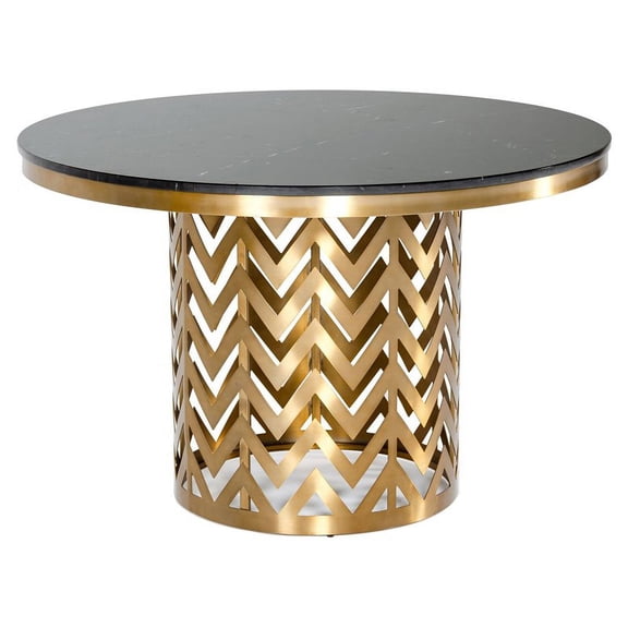Modrest Kowal 47" Marble & Stainless Steel Dining Table in Glam Black/Gold