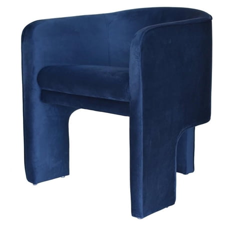 Modrest Kyle Three-Legs Modern Velvet Upholstered Accent Chair in Blue