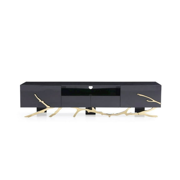Modrest Legend Modern Black & Champagne Gold 87" TV Stand