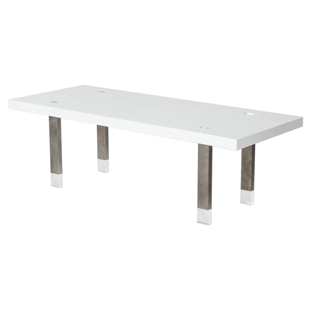 Lenny 94.5" White High Gloss Stainless Steel Dining Table