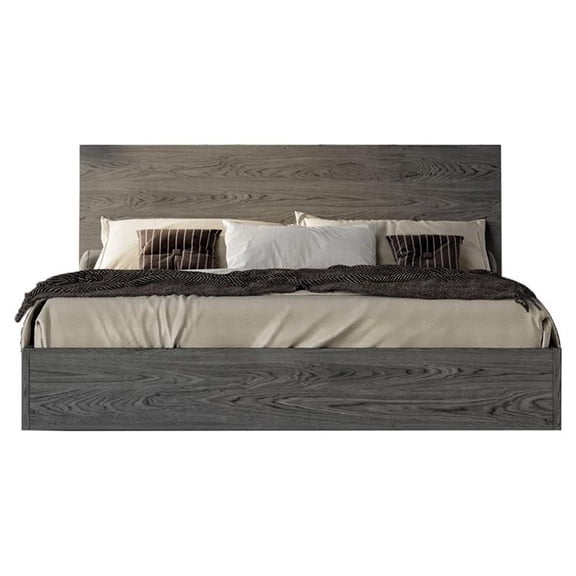 Modrest Lucia 64x82" Modern Solid Wood Queen Bed in Matte/Elm Gray