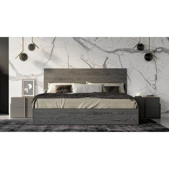 Modrest Lucia 79x82" Modern MDF Wood Eastern King Bed in Matte/Elm Gray