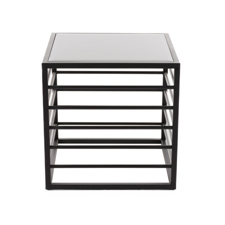 Modrest Malvo Modern Wrought Iron and Glass End Table in Black Finish/Clear
