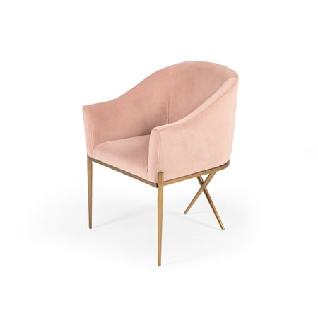 Modrest Mancos Modern Pink Velvet Accent Chair