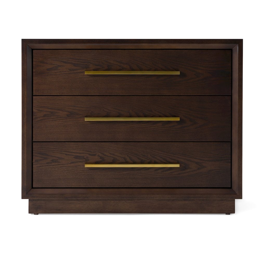 Modrest Manhattan - Contemporary Brown Oak and Gold Nightstand