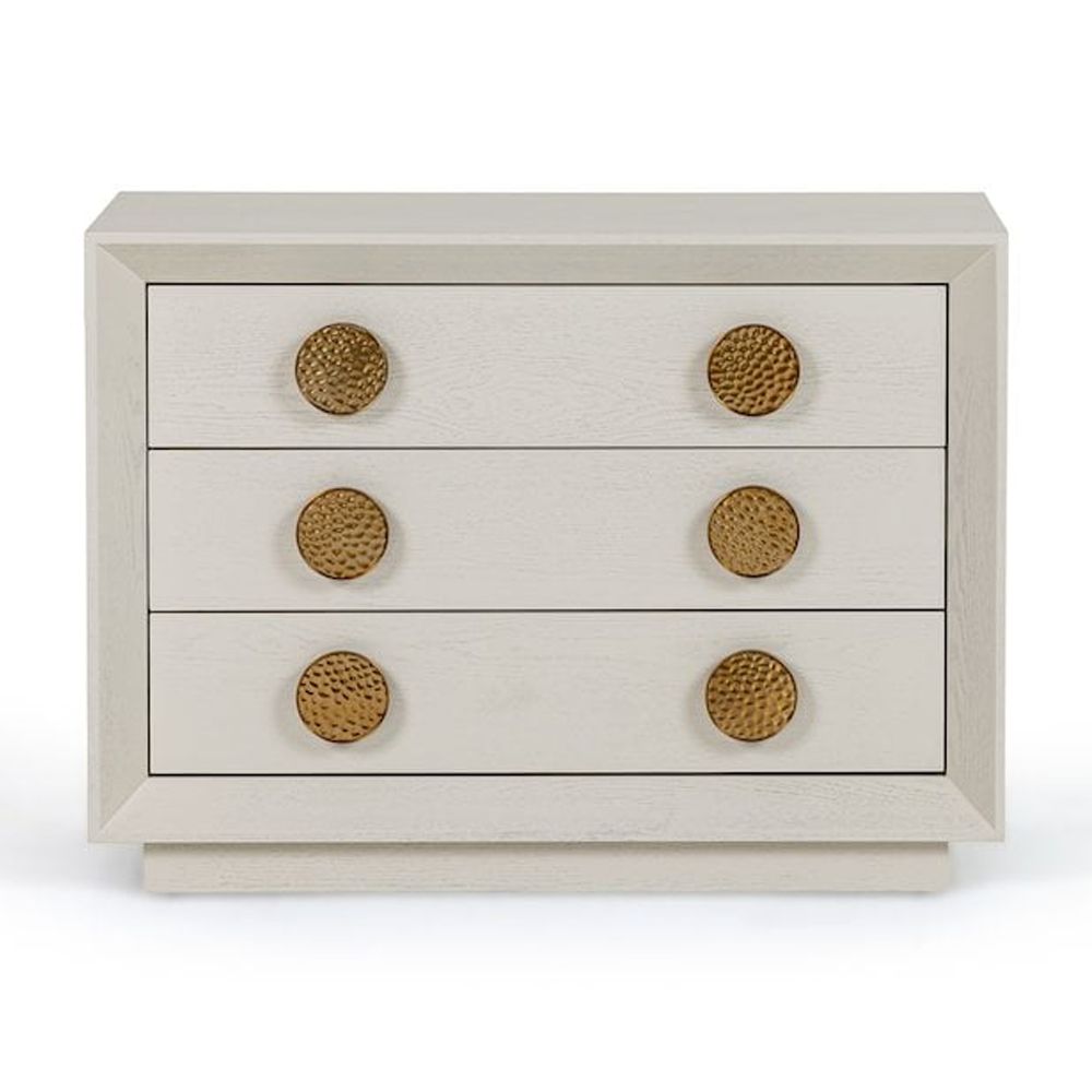 Modrest Marjorie - Modern Cream & Brushed Gold Nightstand