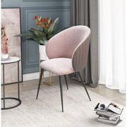 Limari Home Marnie 18.5" Metal and Fabric Dining Chair in Gray/Pink