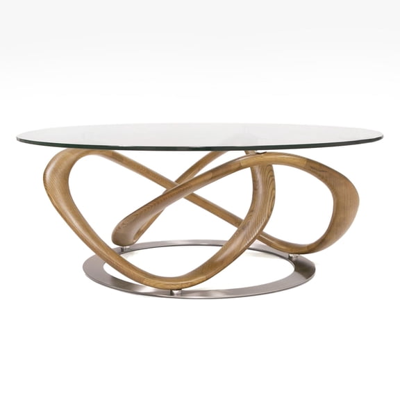 Modrest Michele Modern Glass and Walnut Coffee Table