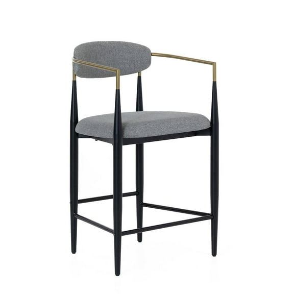 Modrest Mid-Century Modern Medium Grey + Gold Arm + Black Counter Chair