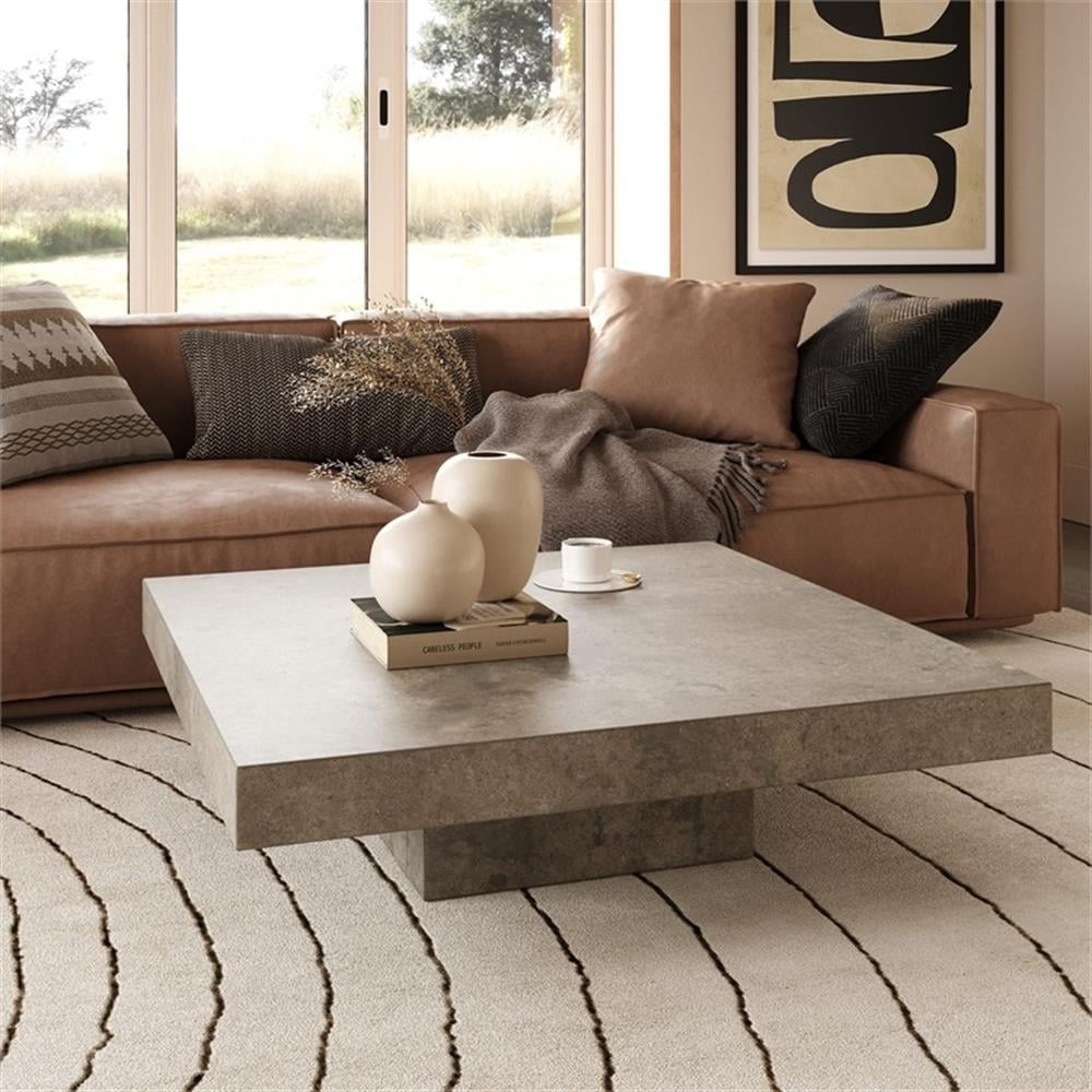 Gray Square Acrylic Sealed Outdoor Concrete Coffee Table