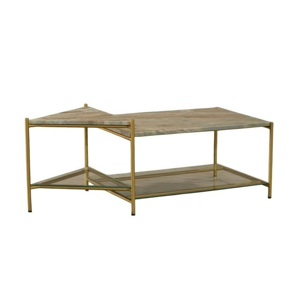 Modrest Mosk - Modern Marble + Glass + Brass Coffee Table