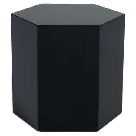 Modrest Newmont Hexagonal Medium MDF Wood End Table in Black High Gloss