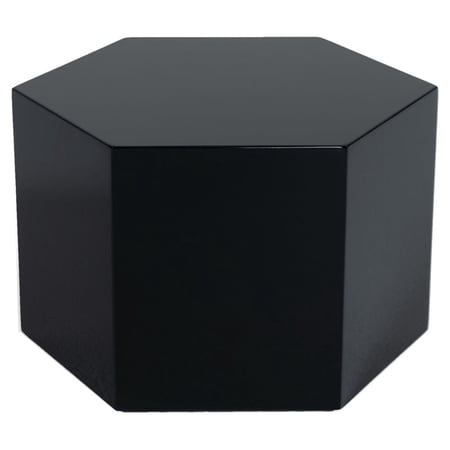 Modrest Newmont Hexagonal Small MDF Wood Veneer End Table in Black High Gloss