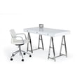 thumbnail image 1 of Modrest Ostrow 3-Drawer Rectangular Stainless Steel Writing Desk in White, 1 of 6