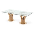 thumbnail image 1 of Modrest Paxton 87" Modern Glass & Steel Dining Table in Clear/Rose Gold, 1 of 5