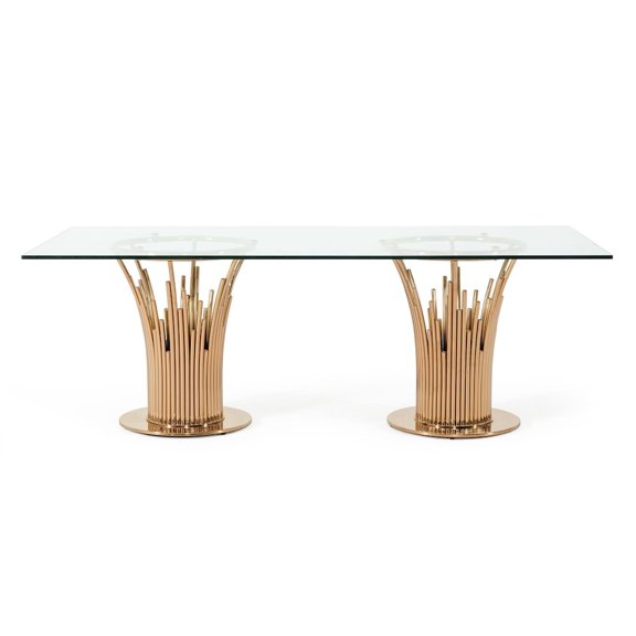 Modrest Paxton Modern Glass & Rosegold Dining Table