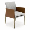 thumbnail image 1 of Modrest Pettit Upholstered Modern Fabric Arm Dining Chair in Light Gray/Camel, 1 of 6