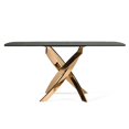 thumbnail image 1 of Modrest Pyrite - Modern Brown Glass + Rosegold Rectangular Dining Table, 1 of 7