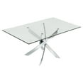 thumbnail image 1 of Modrest Pyrite Rectangular Modern Metal & Glass Dining Table in Silver/Clear, 1 of 4