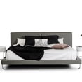 thumbnail image 1 of Modrest Ramona 85x89" Modern Steel & Faux Leather Eastern King Bed in Gray, 1 of 3