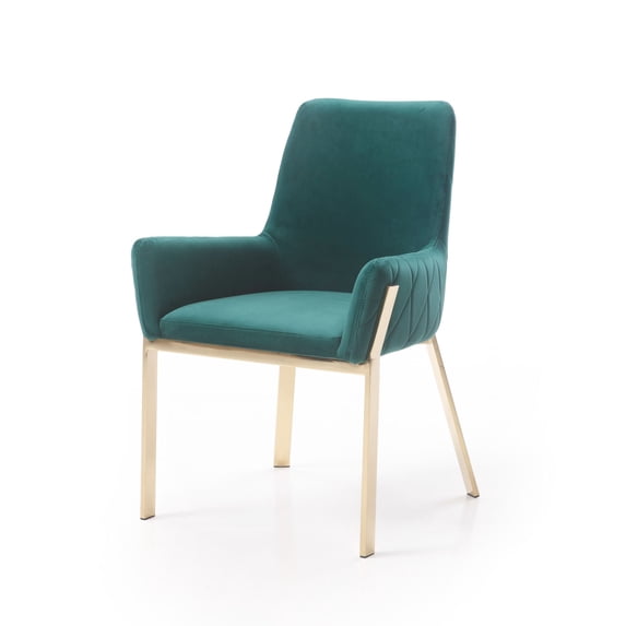 Limari Home Robin 18" Fabric and Stainless Steel Dining Chair in Green/Gold