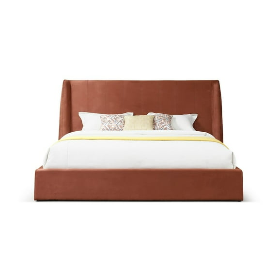 Modrest Roma - Eastern King Modern Burnt Orange Upholstered Bed