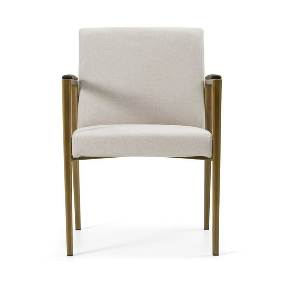 Modrest Sanders - Modern Off-White Fabric + Brass Dining Chair