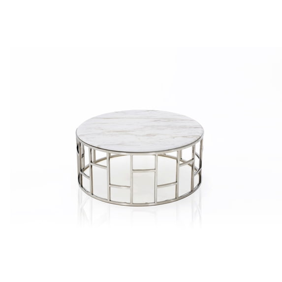 Modrest Silvan Modern Marble & Stainless Steel Coffee Table