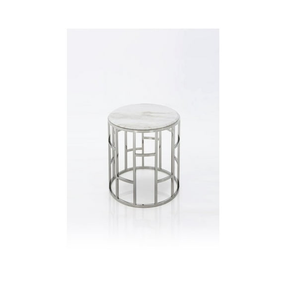Modrest Silvan Modern Marble & Stainless Steel End Table
