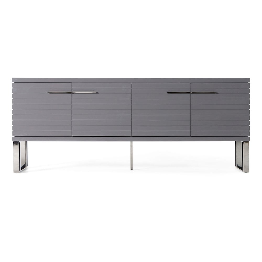 Splendor 79'' Dark Gray High Gloss Sideboard with Gunmetal Details