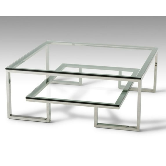 Modrest Topaz Modern Glass Coffee Table-Color:Chrome,Finish:Glass,Shape_:Square