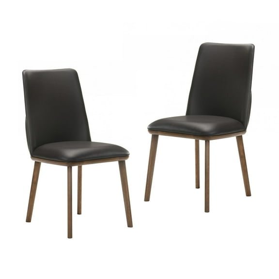 Modrest Utah 18" Modern Eco Faux Leather Dining Chair in Walnut/Brown (Set of 2)