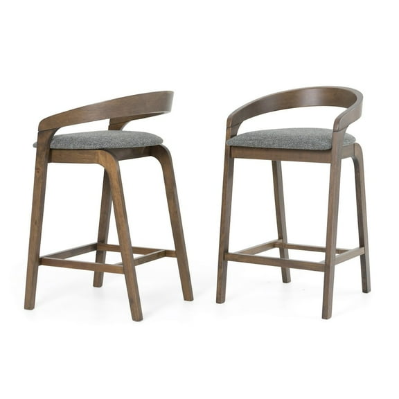 Modrest Vougler - Modern Grey Fabric + Wenge Counter Chair (Set of 2)