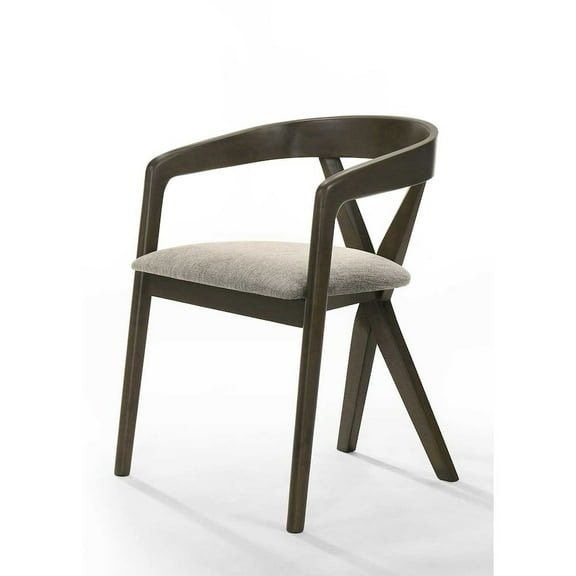 Modrest Weiss - Mid-Century Modern Light Grey Fabric + Wenge Dining Chair