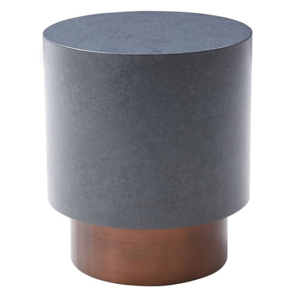 Modrest Zachary Round Modern Metal End Table in Gray/Antique Copper