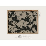 Modroom Abstract Black Botanical Print Modern Neutral Floral For Living