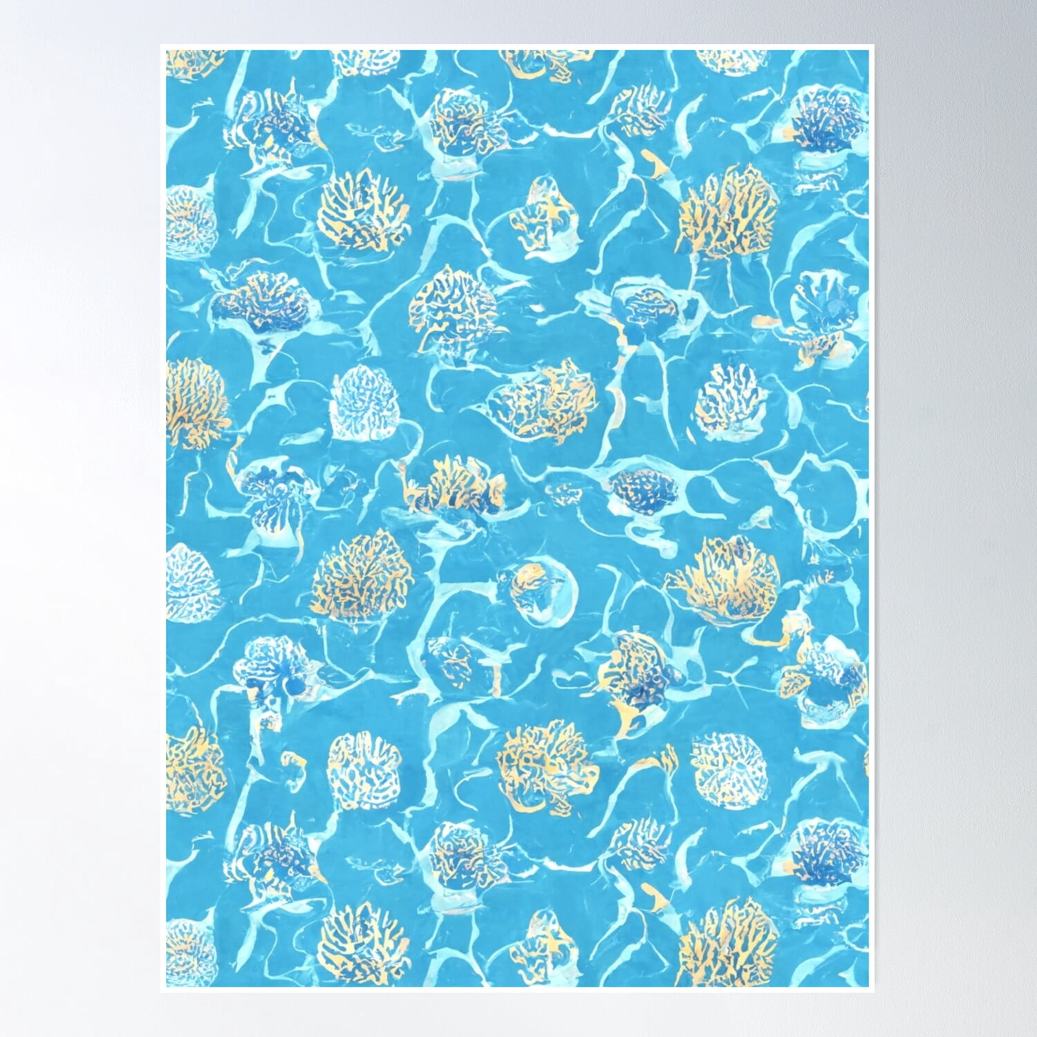 Modroom Abstract Blue Coral Reef | Ocean Floor Coastal Style Repeating ...