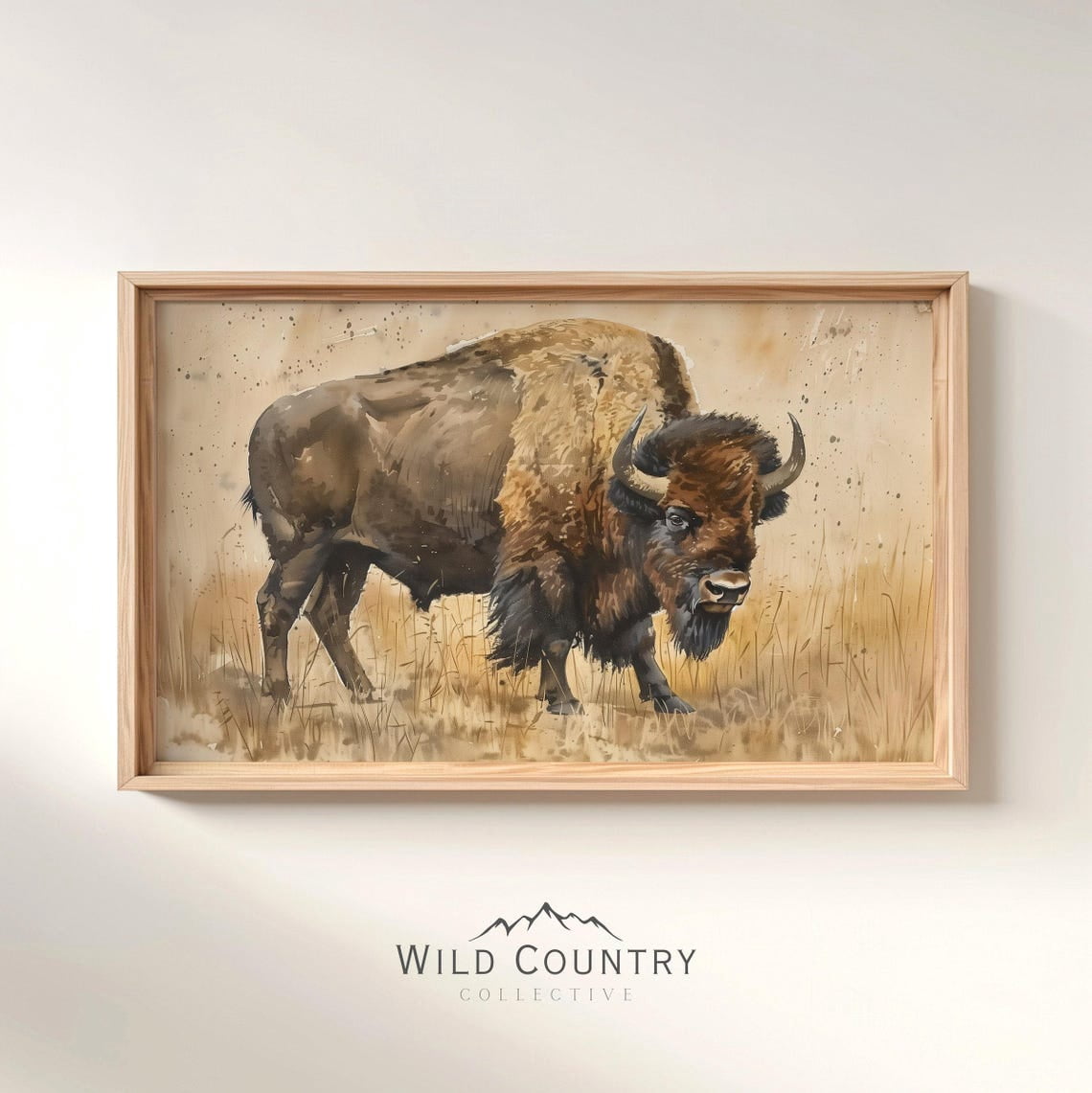 Modroom Bison Poster Print Vintage Western Landscape Rustic Buffalo ...