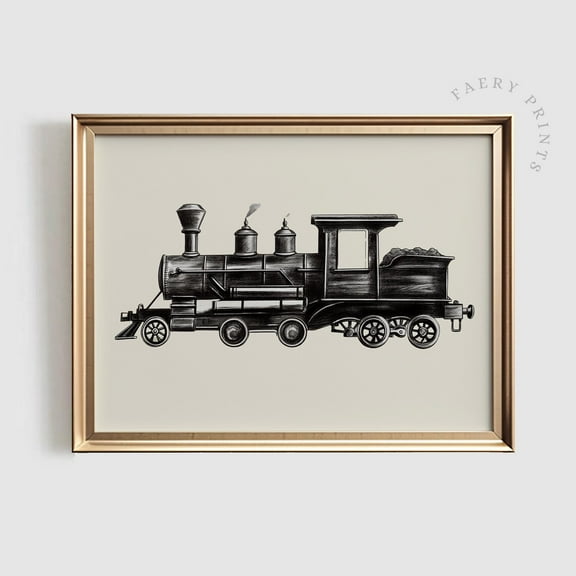 Modroom Black Train Print | Vintage Wall Art | Train Nursery Print | Boy Toddler Room Print | Antique Nursery Art | #927 Wall Art, Modern Wall Decor, 12x18 UNFRAMED