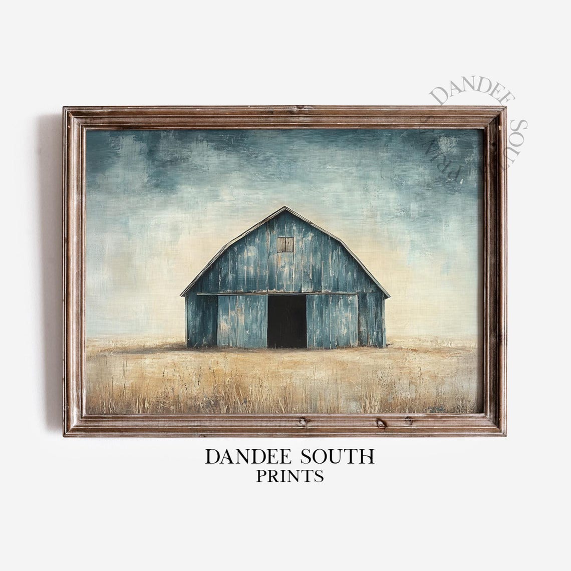 Modroom Blue Barn Poster, Rustic Countryside Landscape Wall Art ...
