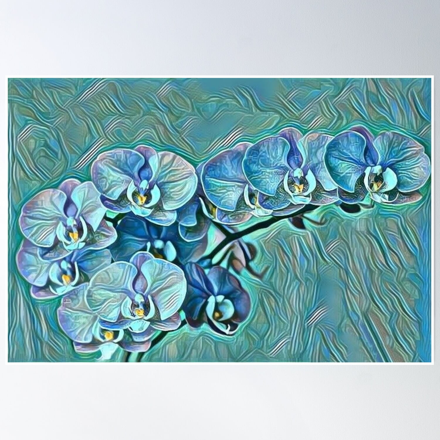 Modroom Blue Purple Cute Orchid Flowers Painting Poster Wall Art