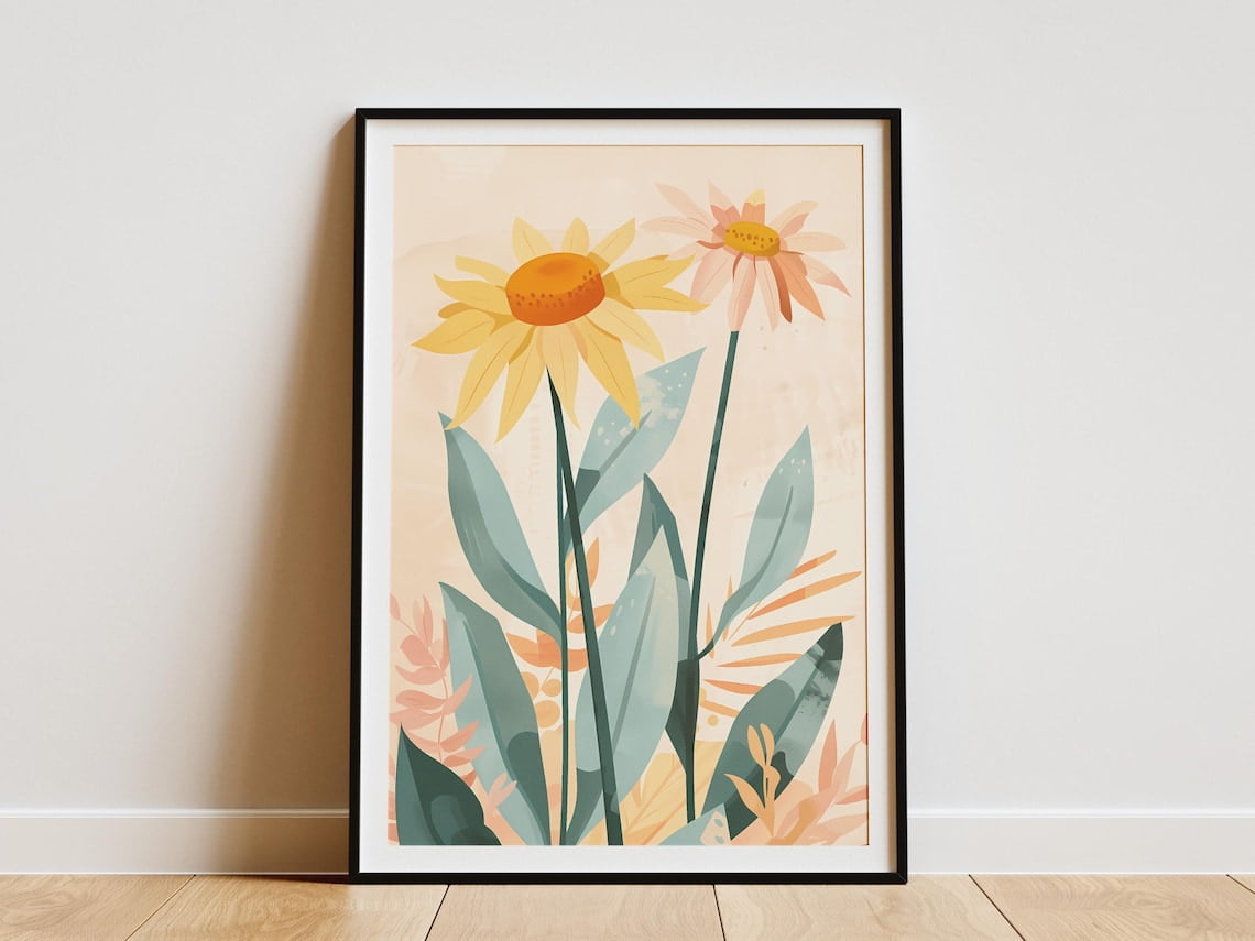Modroom Boho Flower Poster Print Boho Bedroom Decor Wall Art Floral ...