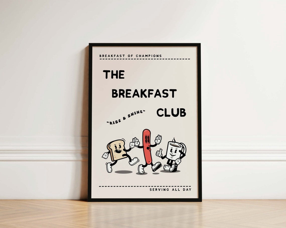 Modroom The Breakfast Club Retro Kitchen Poster Print, Vintage Kitchen ...