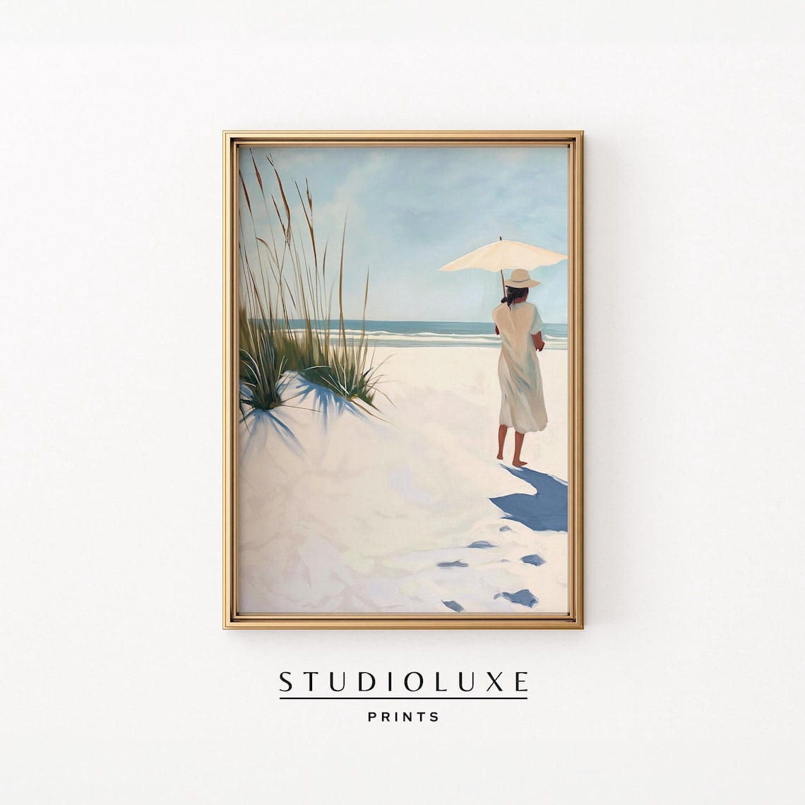 Modroom Coastal Beach Lady Wall Art Print Summer Ocean Landscape Photo Inspiration