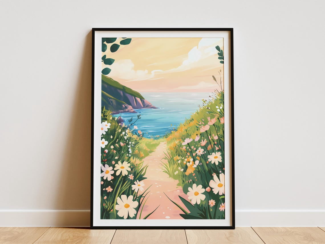 Modroom Coastal Path Wildflowers Summer Beach Path Poster Print ...