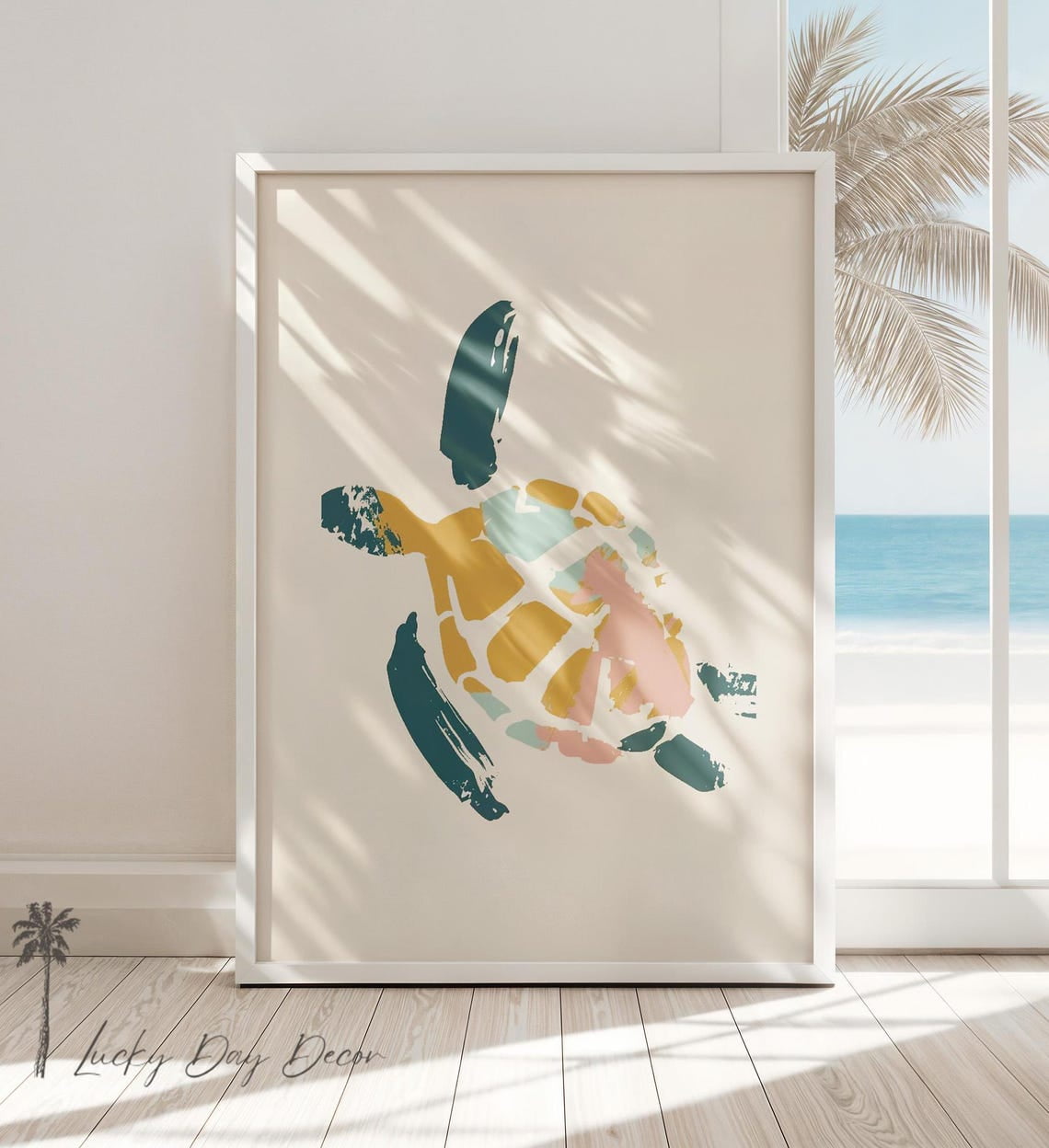 Modroom Colorful Sea Turtle Poster, Abstract Pastel Sea Life Art ...