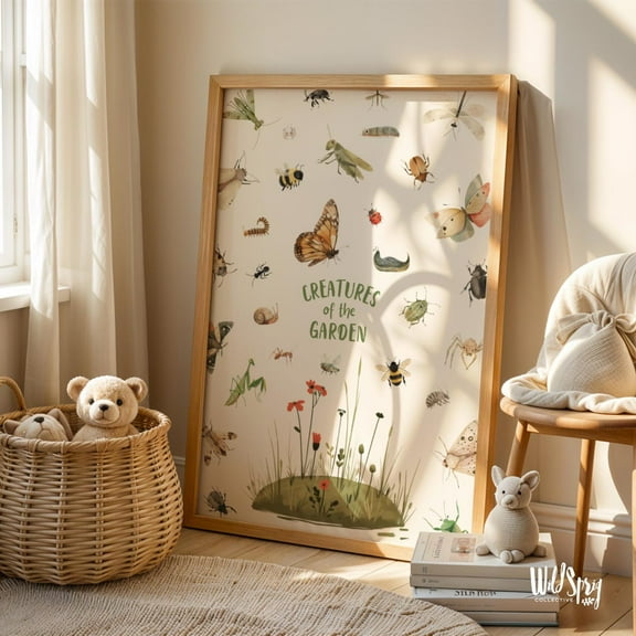 Modroom Creatures Of The Garden Print | Whimsical Nature Poster | Gallery Wall Art Print | Insect Art Print Wall Decor | Bugs Decor Pdf, Modern Wall Art Decor, 16x24 UNFRAMED